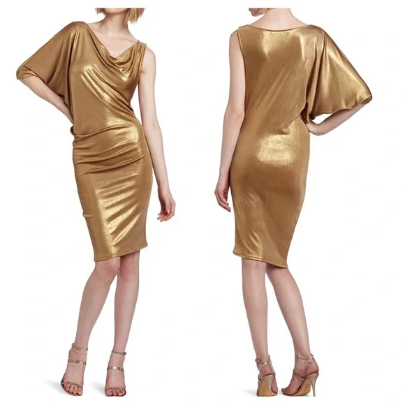 gold batwing dress ASOS EDITION Batwing Sleeve Sequin Wrap Midi Dress In Gold